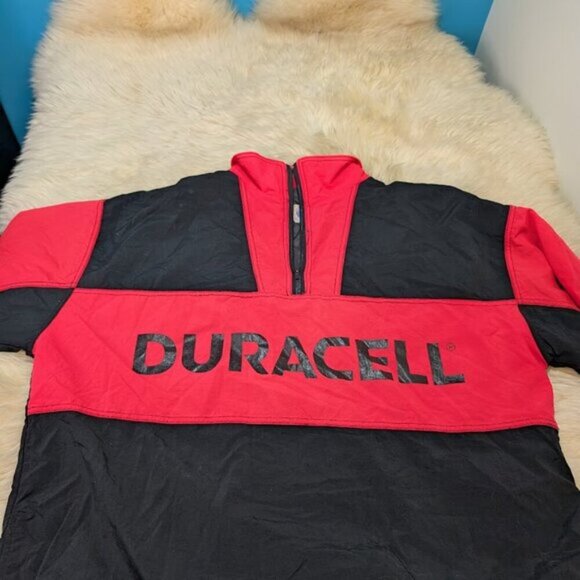 Vintage 90s Neon Duracell Quarter Zip Pullover Windbreaker Men's XL Black Red - Picture 3 of 8